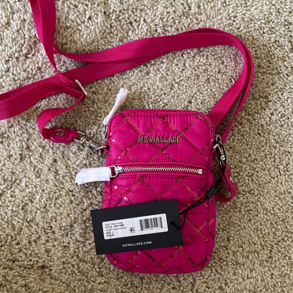 MZ Wallace micro Crosby fuchsia with sequin